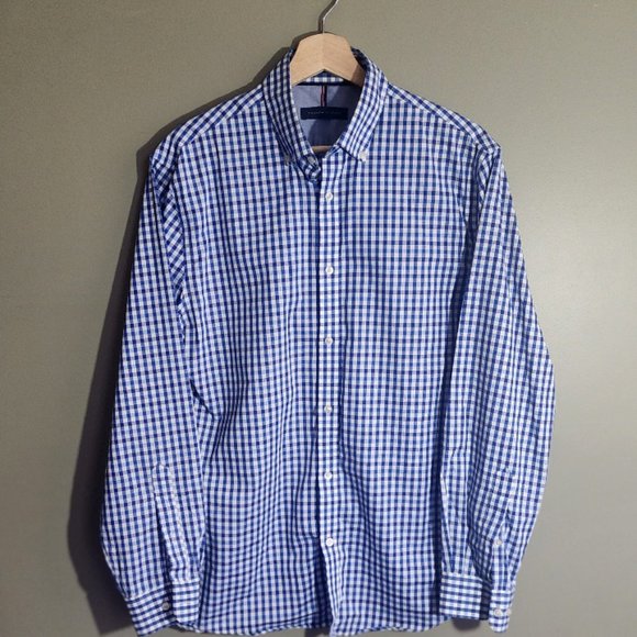 Blue White Check Pattern Fit Style Shirts - Picture 2 of 4